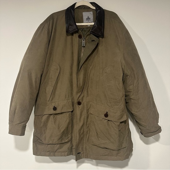Rainforest Barn Coat Mens XL Down Filled Leather Collar Jacket Heavy - Picture 1 of 8